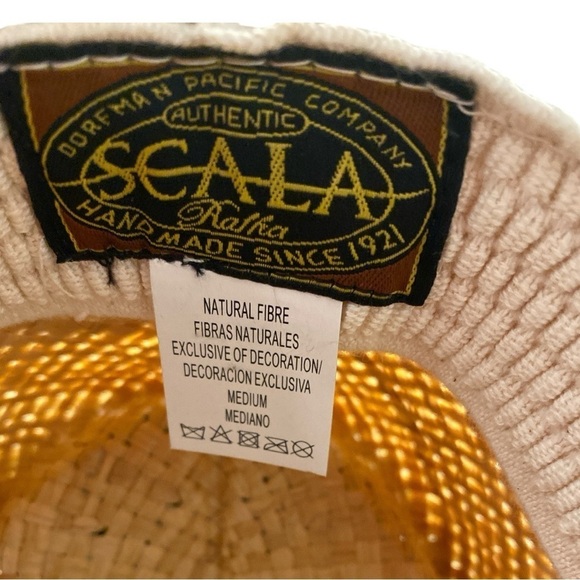 SCALA Straw Raffia Gamblers Wide Brim Straw Hat Natural Neutral New with tags - Picture 3 of 11